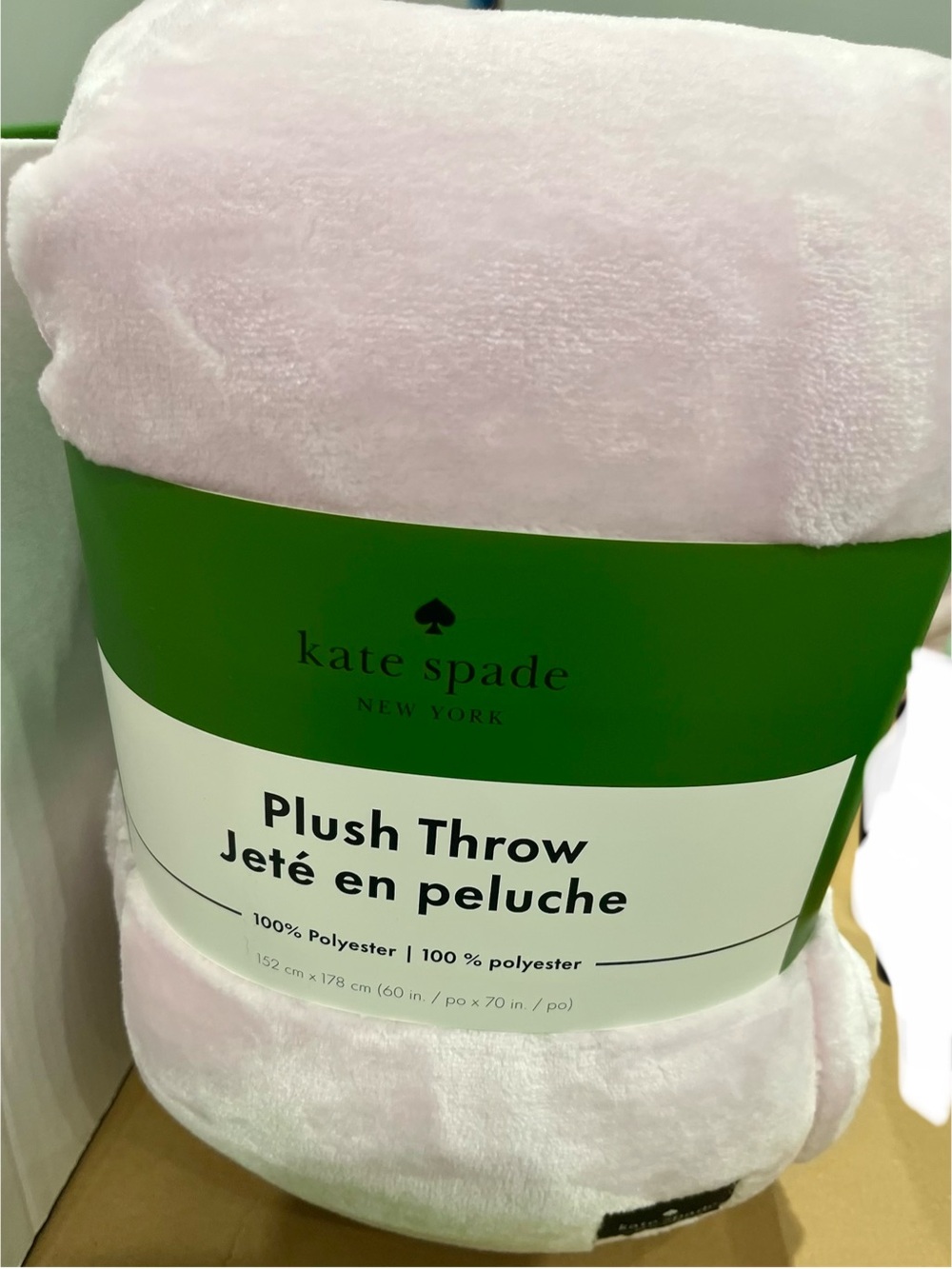 kate spade Plush Throw in Light Pink     60 X70 inches